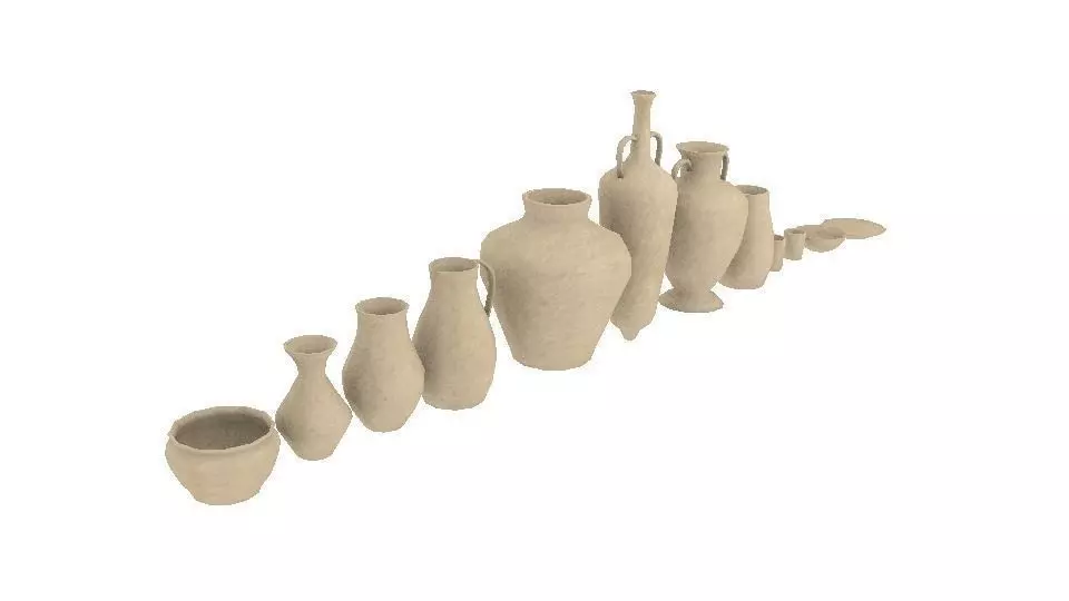 Lowpoly pottery collection group of vases Free low-poly 3D model_0