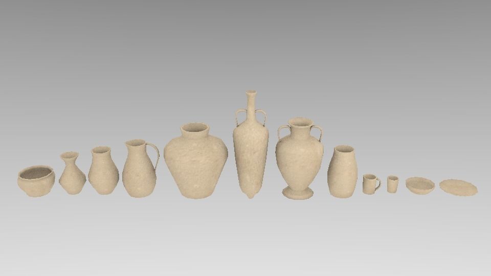 Lowpoly pottery collection group of vases Free low-poly 3D model_5