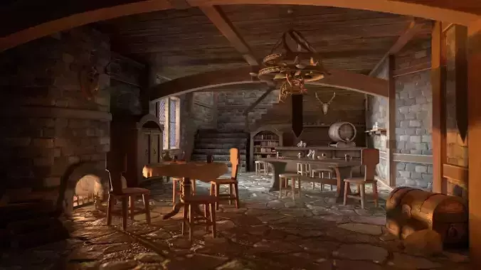 Medieval Interior Set Low-poly 3D model