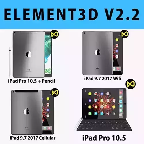 E3D - Apple iPad 2017 Collection model 3D model