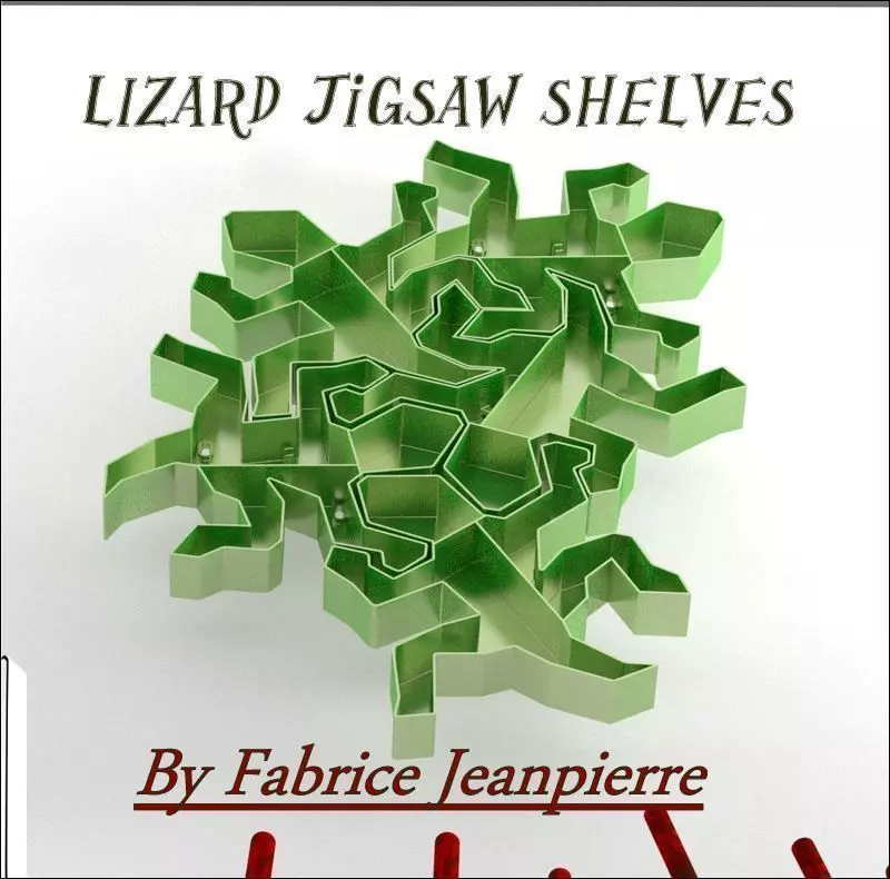 Escher lizard shelf 3D print model