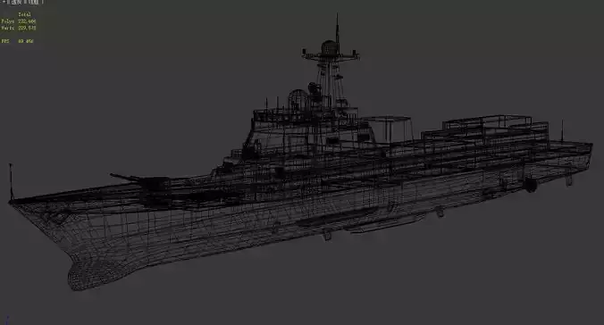Warship military ship 3D model