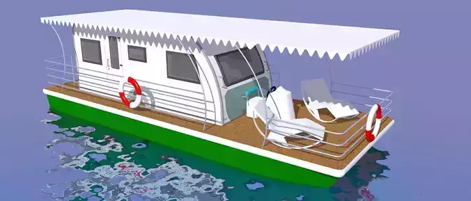 Nautic Caravan Houseboat 3D model