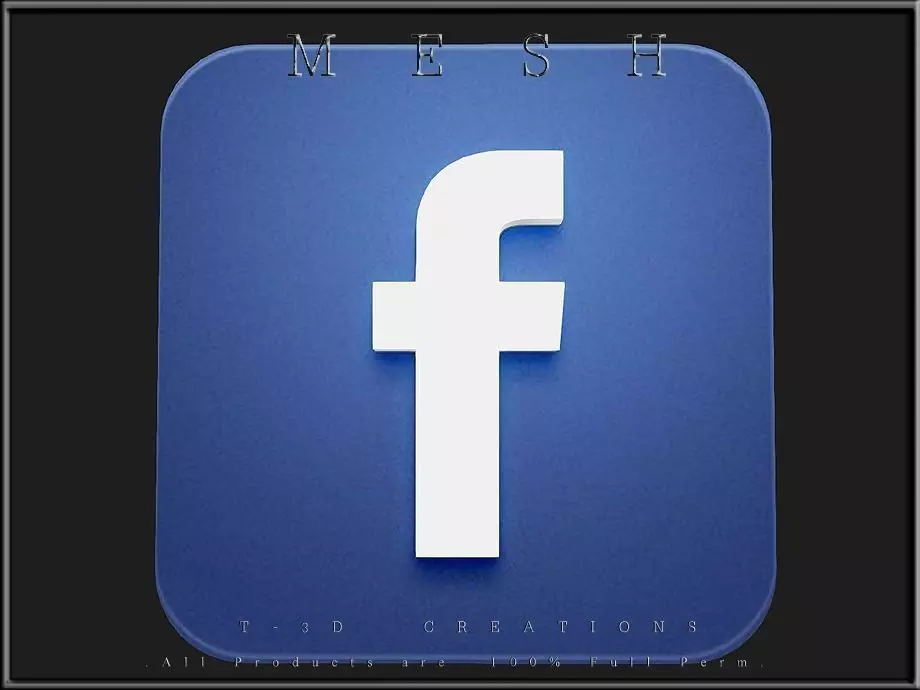facebook icon Low-poly 3D model_0