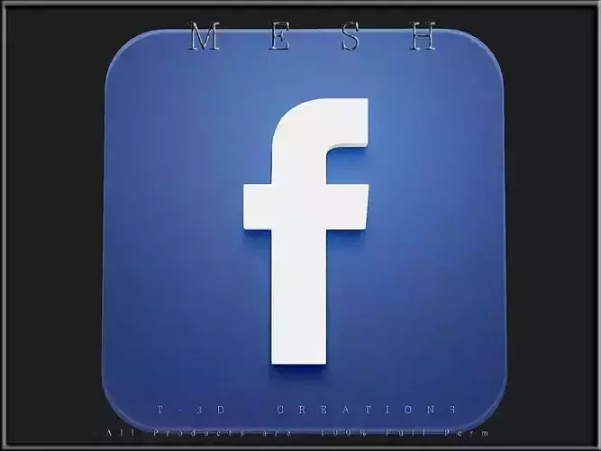 facebook icon Low-poly 3D model