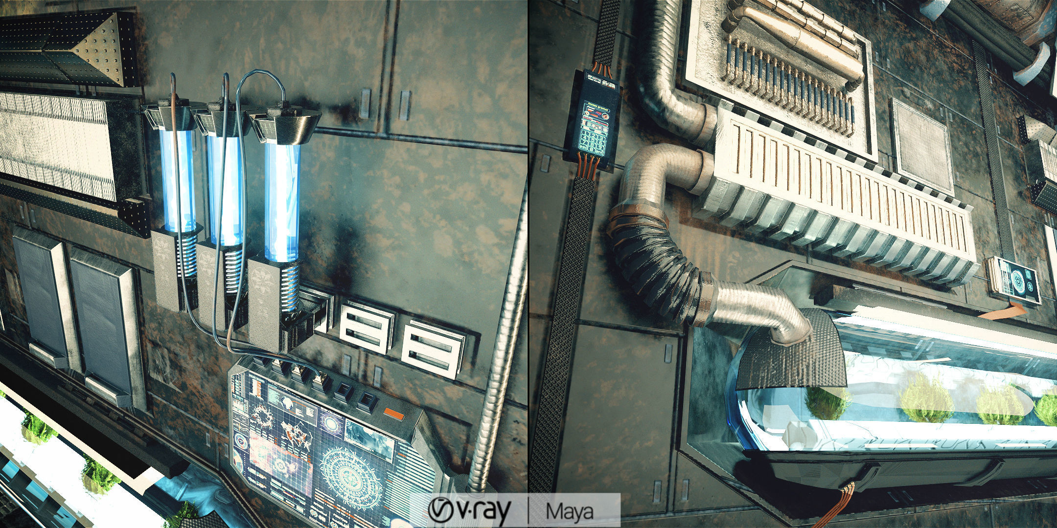 Sci Fi Corridor Lab Low-poly 3D model_2