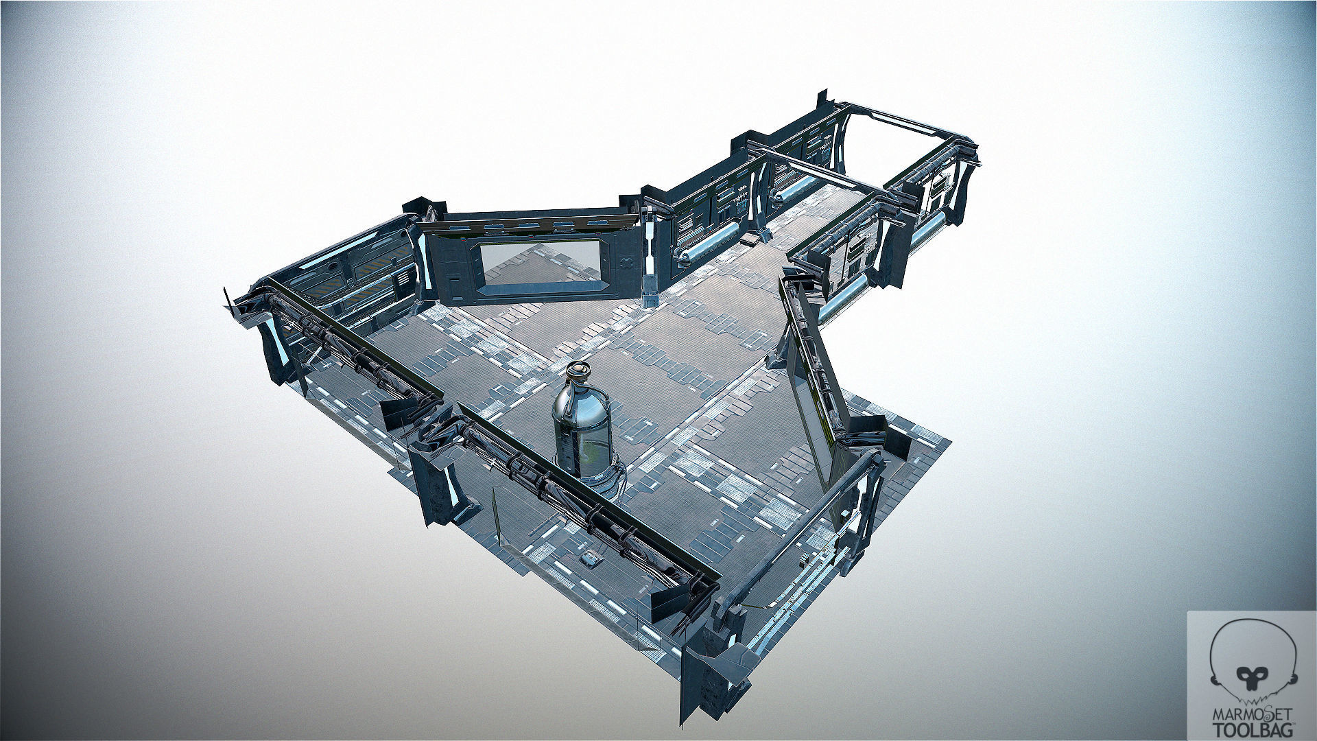Sci Fi Corridor Lab Low-poly 3D model_6