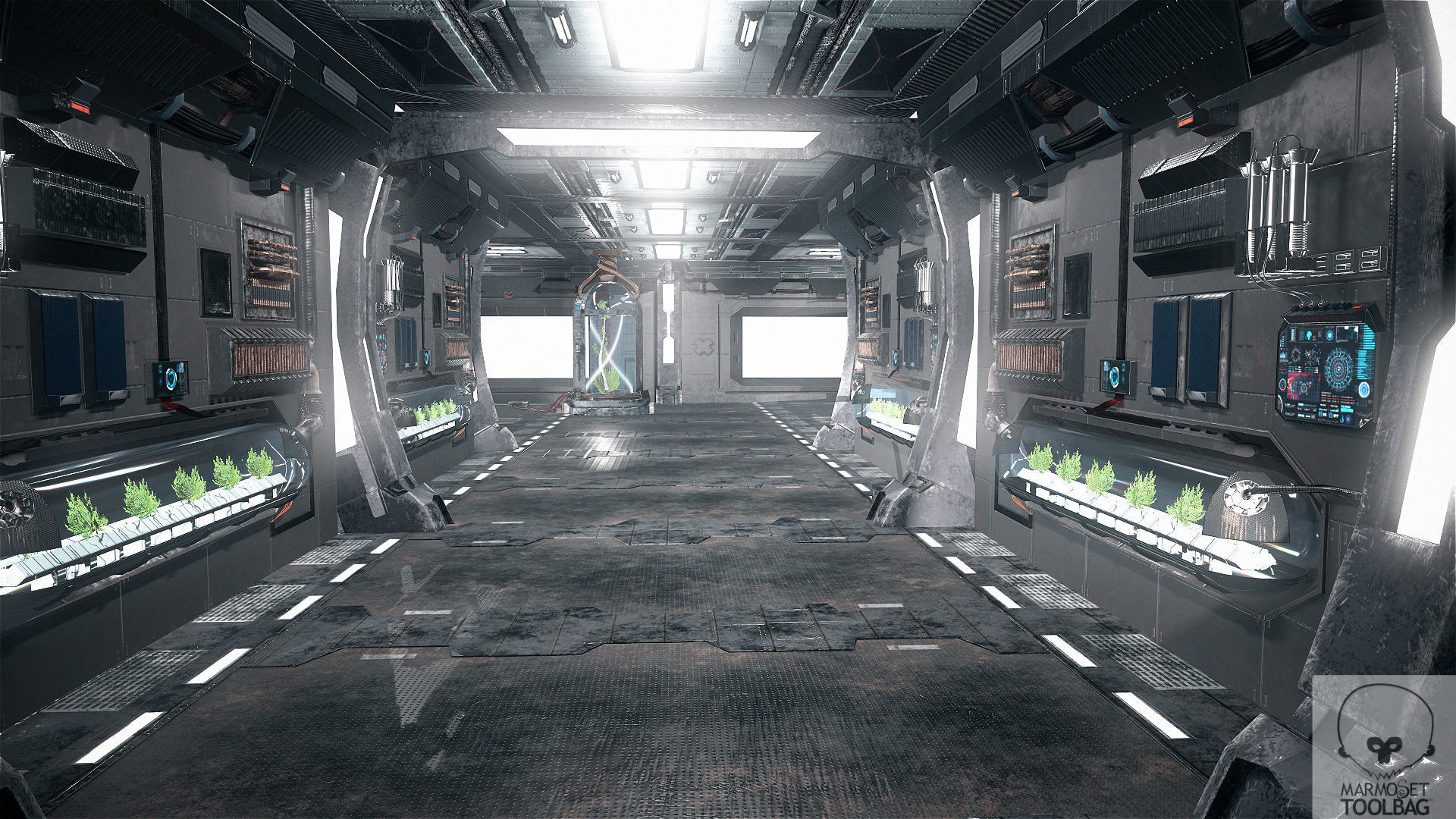 Sci Fi Corridor Lab Low-poly 3D model_9