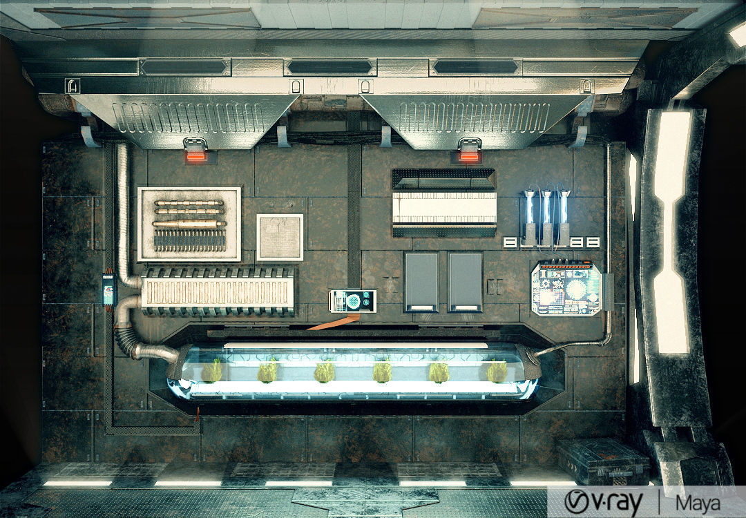 Sci Fi Corridor Lab Low-poly 3D model_1