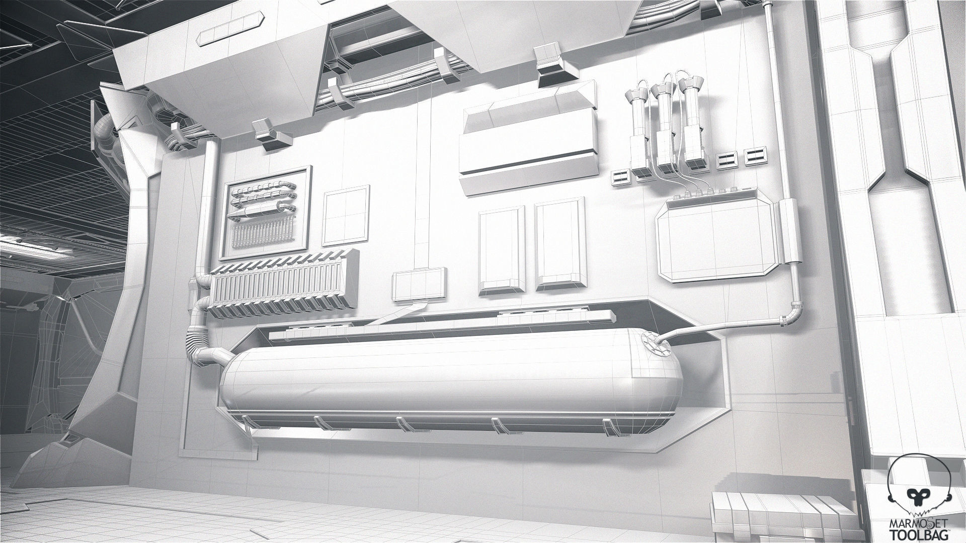 Sci Fi Corridor Lab Low-poly 3D model_21