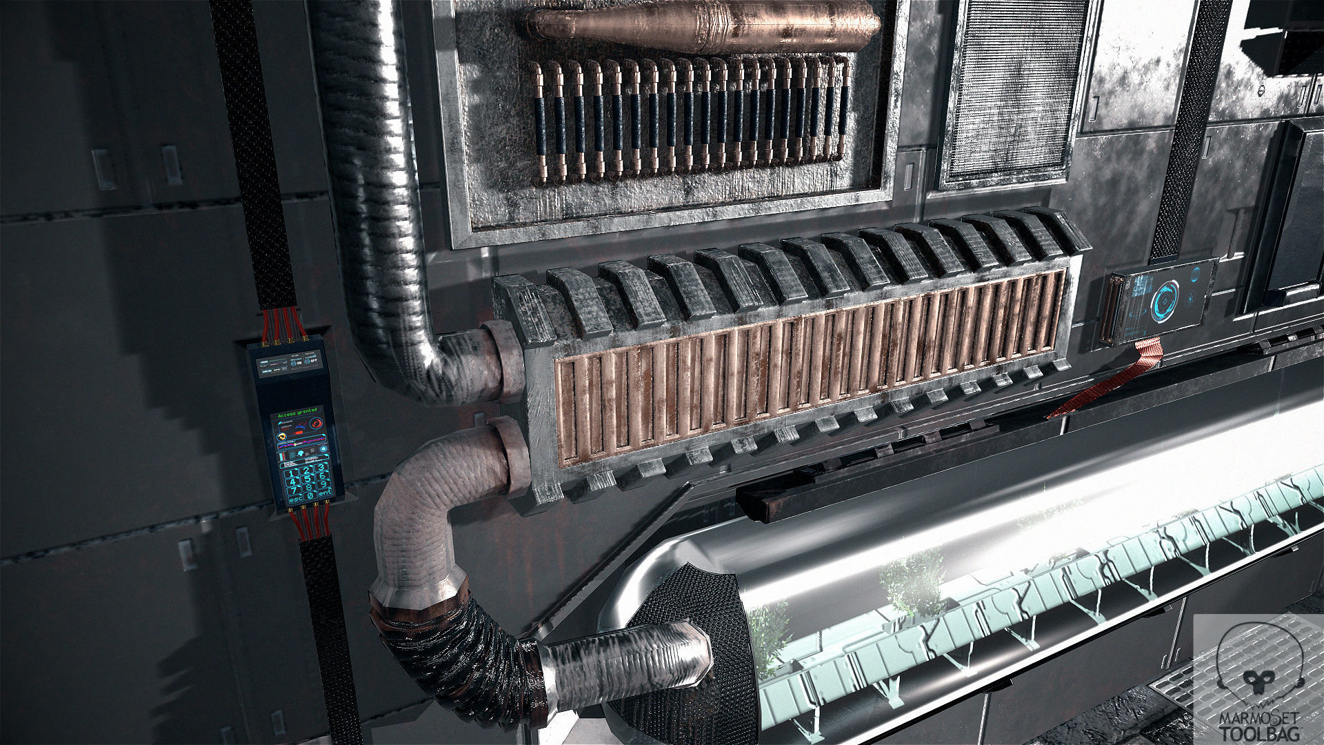 Sci Fi Corridor Lab Low-poly 3D model_10