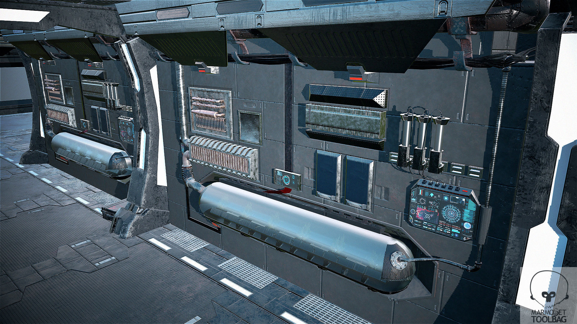 Sci Fi Corridor Lab Low-poly 3D model_7