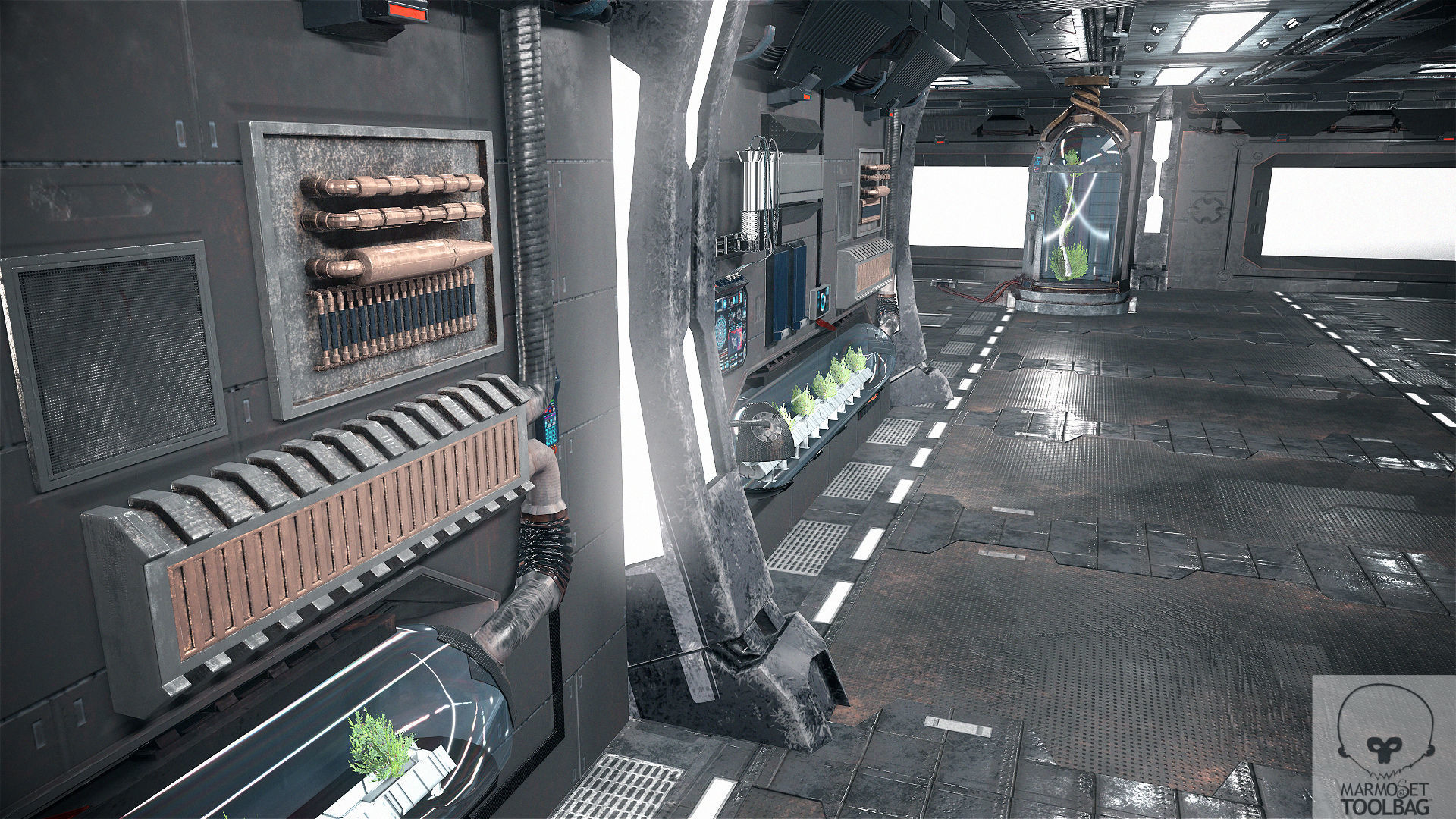 Sci Fi Corridor Lab Low-poly 3D model_16