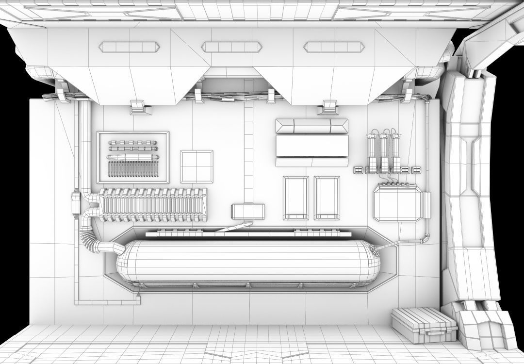 Sci Fi Corridor Lab Low-poly 3D model_4