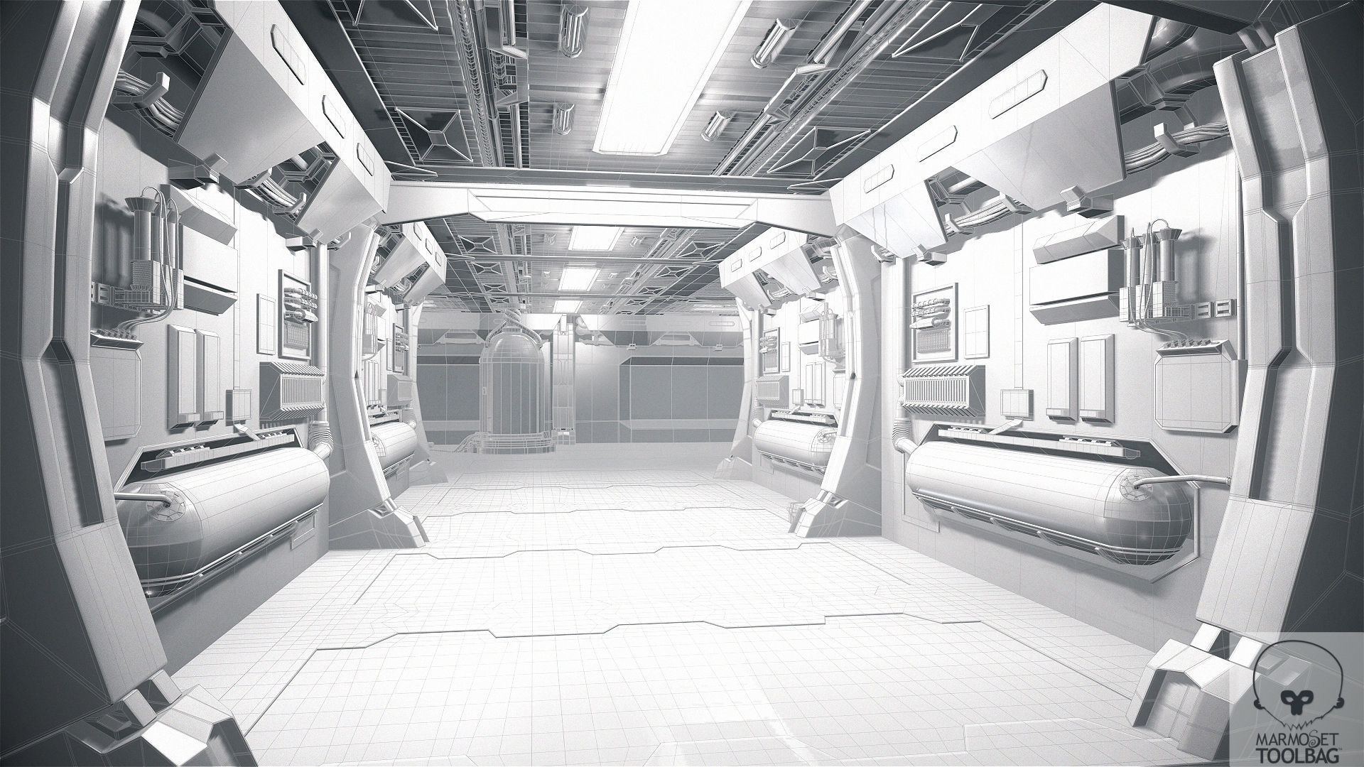 Sci Fi Corridor Lab Low-poly 3D model_17