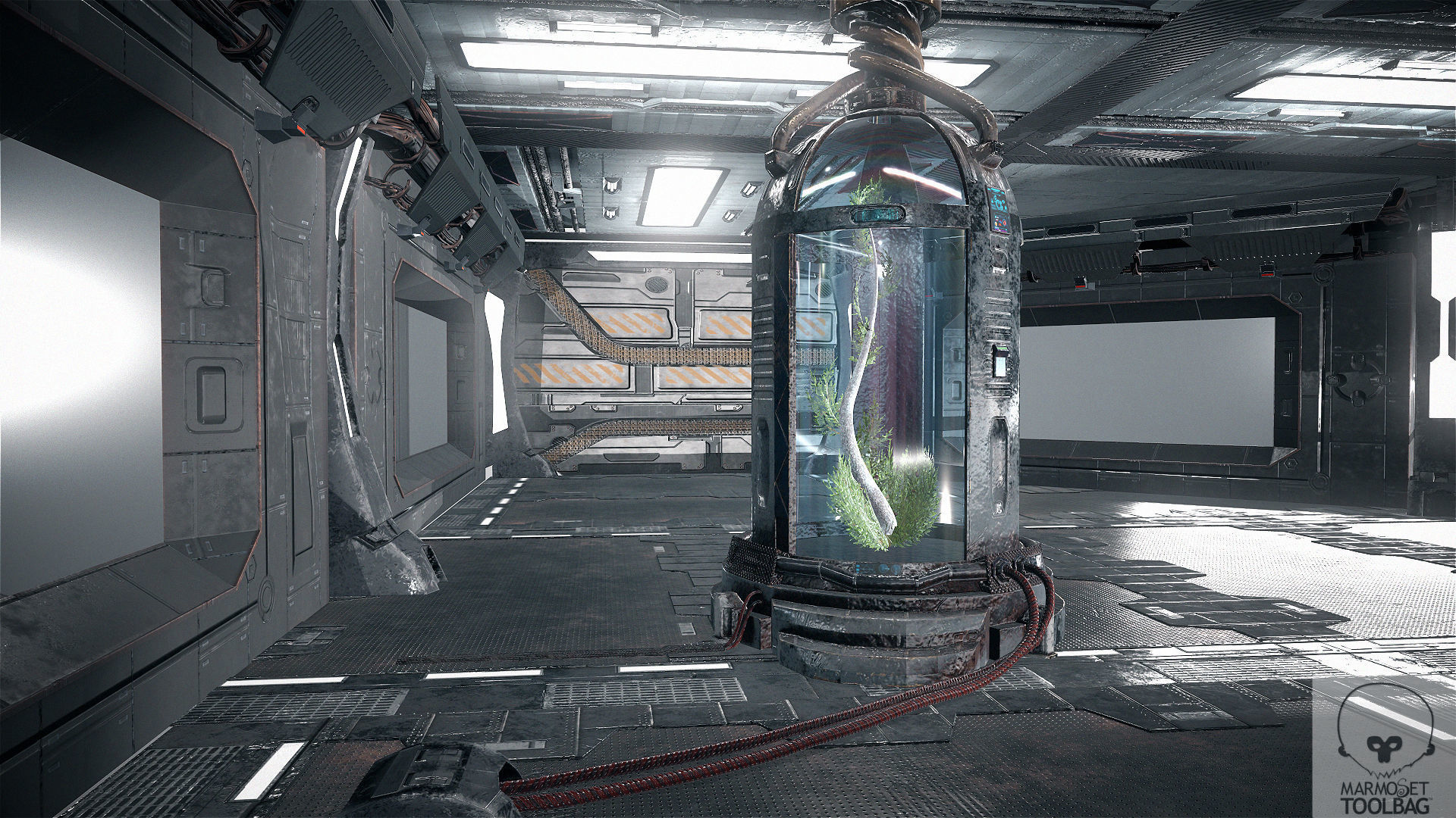 Sci Fi Corridor Lab Low-poly 3D model_12