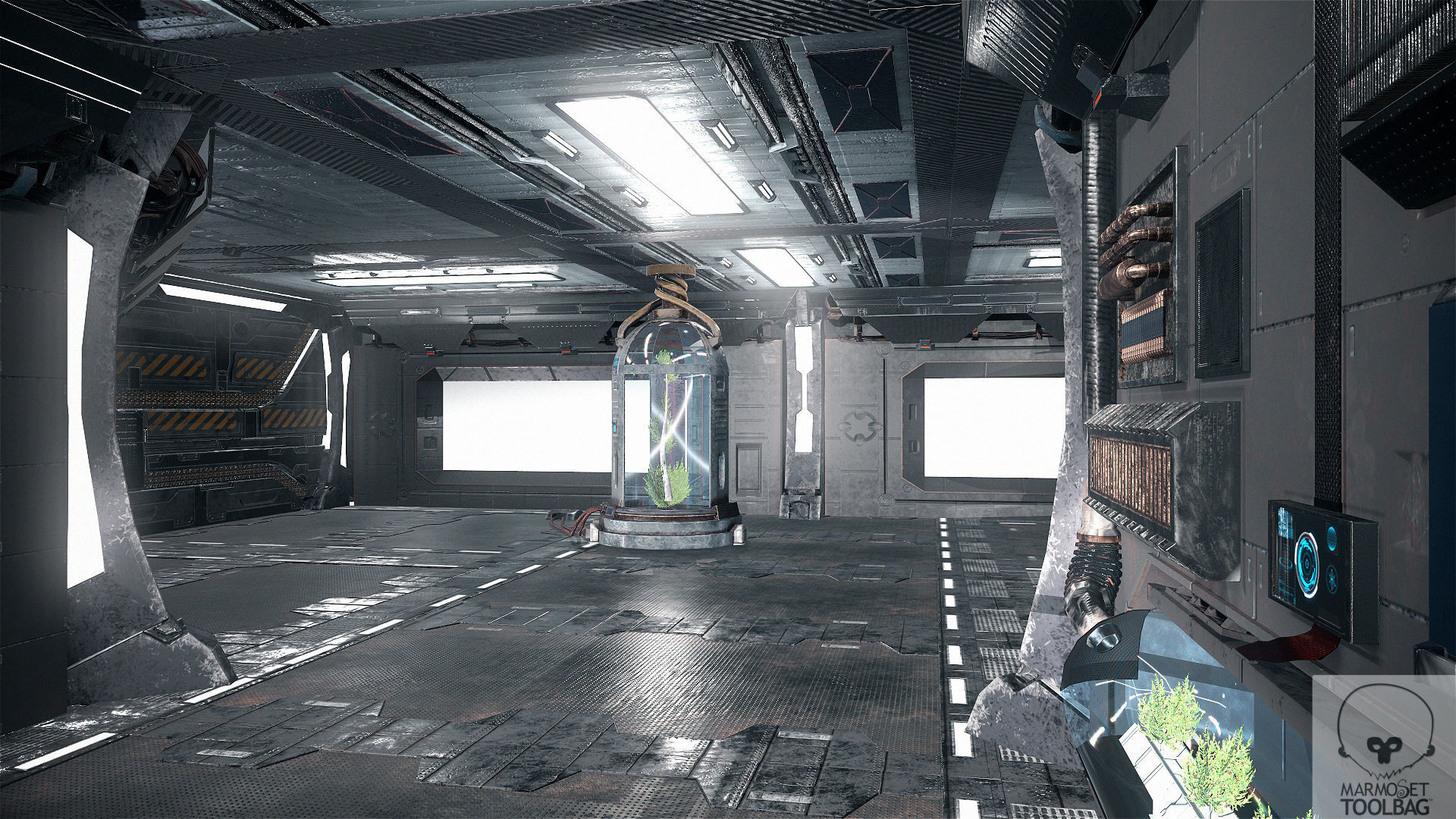 Sci Fi Corridor Lab Low-poly 3D model_13