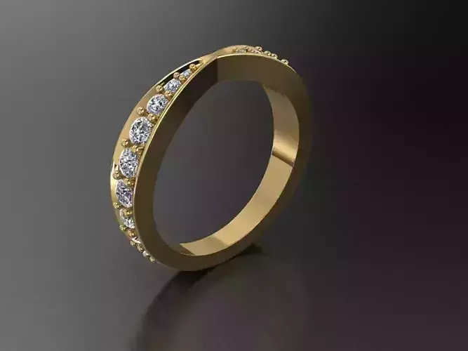 Ring 5 gold wedding band with diamonds