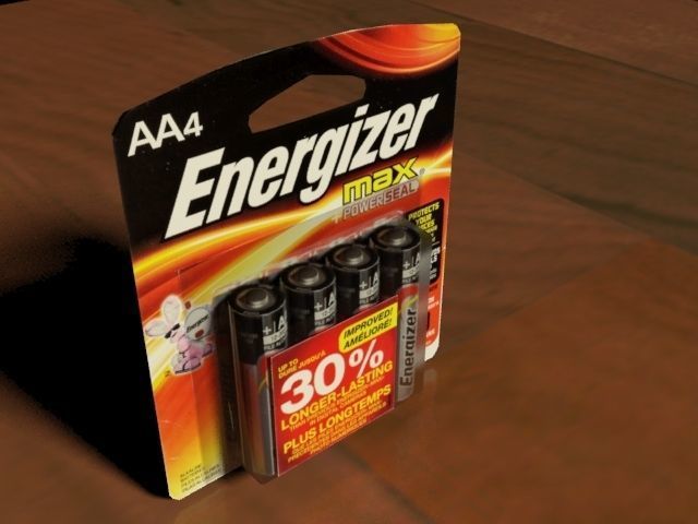 battery pack of energizer batteries on table Low-poly 3D model_7