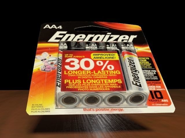 battery pack of energizer batteries on table Low-poly 3D model_9