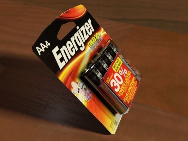 battery pack of energizer batteries on table Low-poly 3D model_2