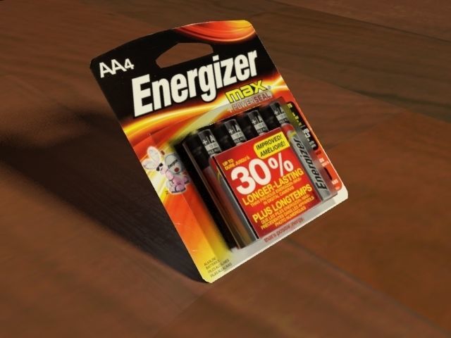 battery pack of energizer batteries on table Low-poly 3D model_8