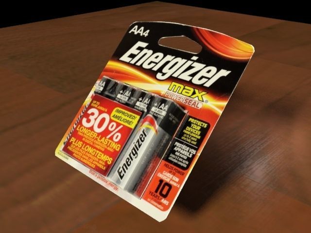 battery pack of energizer batteries on table Low-poly 3D model_11