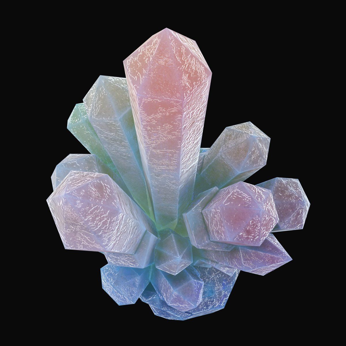 Blue crystal 3D model_2