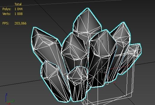 Red Crystals Low-poly 3D model_4