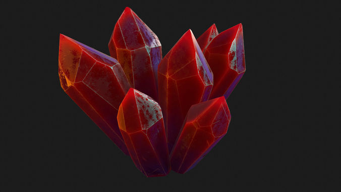 Red Crystals Low-poly 3D model