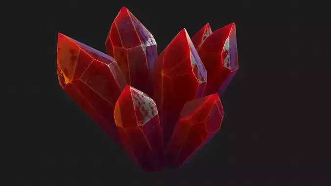 Red Crystals Low-poly 3D model