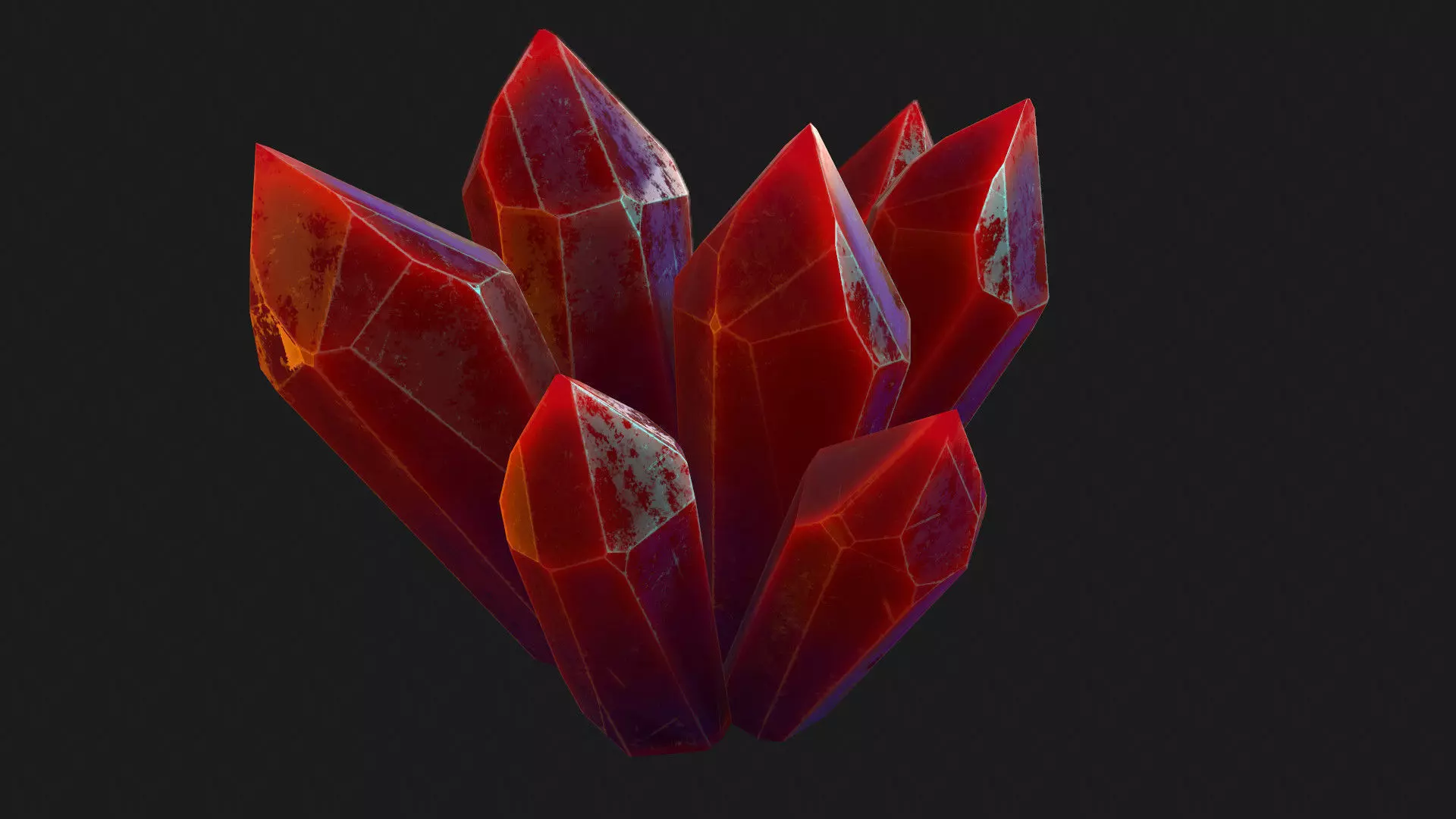 Red Crystals Low-poly 3D model_0