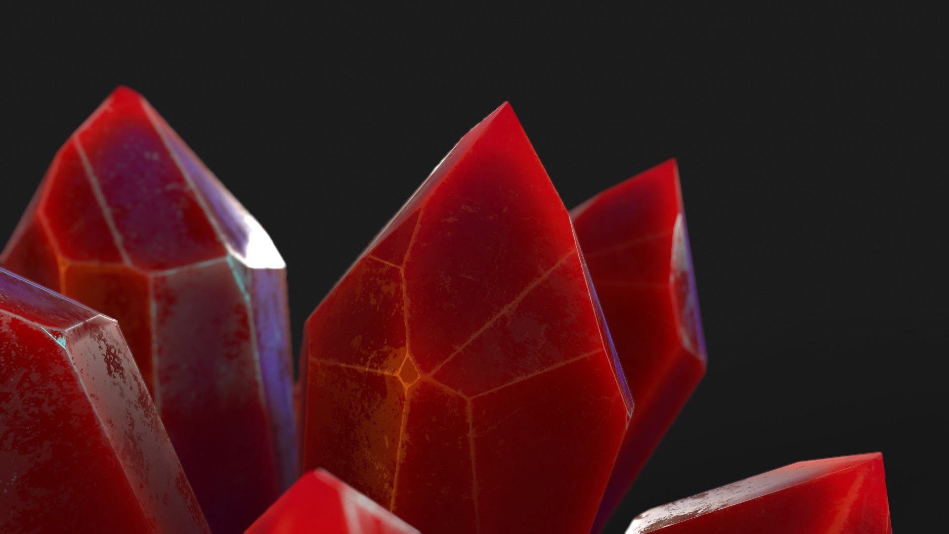Red Crystals Low-poly 3D model_5