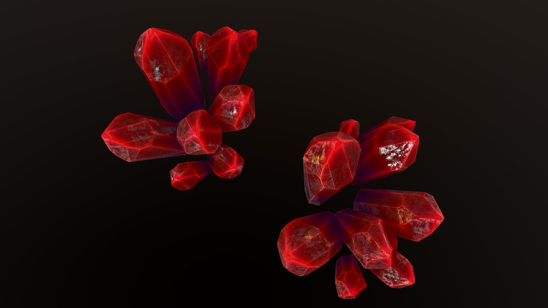 Red Crystals Low-poly 3D model_1
