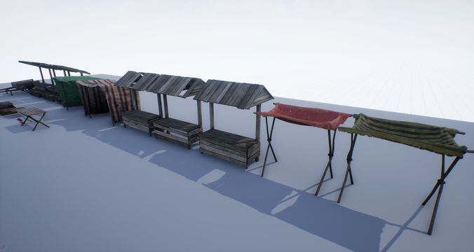 Medieval Market PBR Low-poly 3D model 7