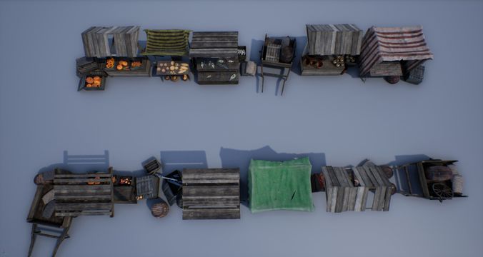 Medieval Market PBR Low-poly 3D model 2