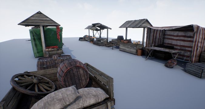 Medieval Market PBR Low-poly 3D model 5