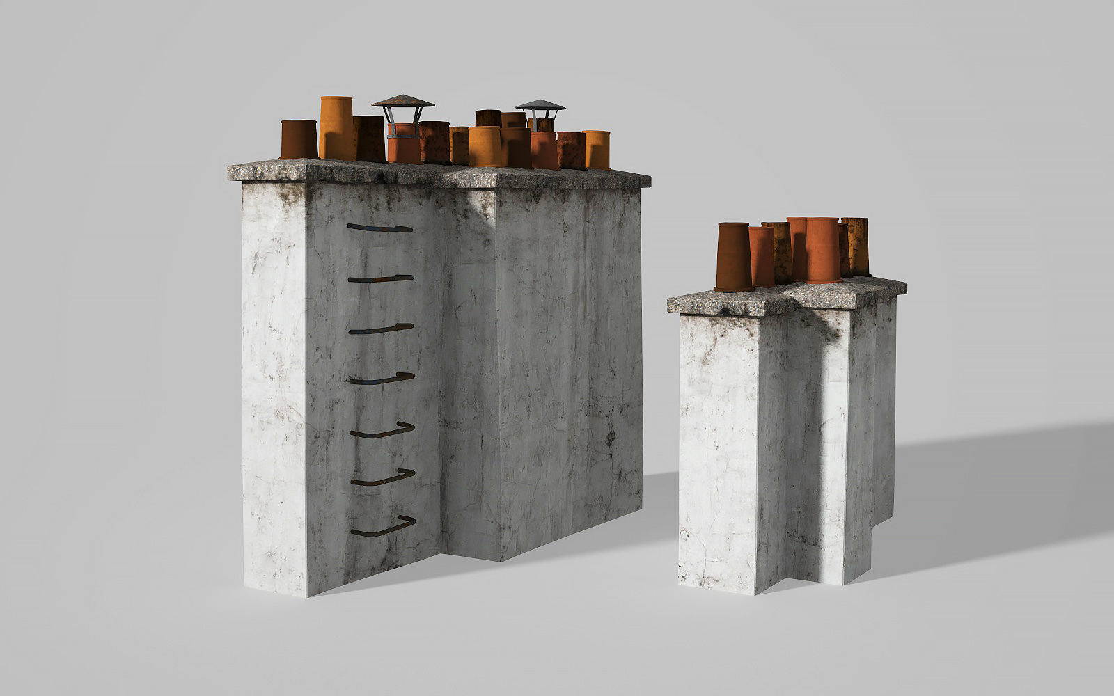 Chimneys and vents  Low-poly 3D model_2