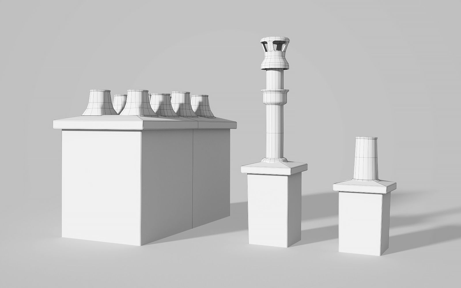 Chimneys and vents  Low-poly 3D model_7