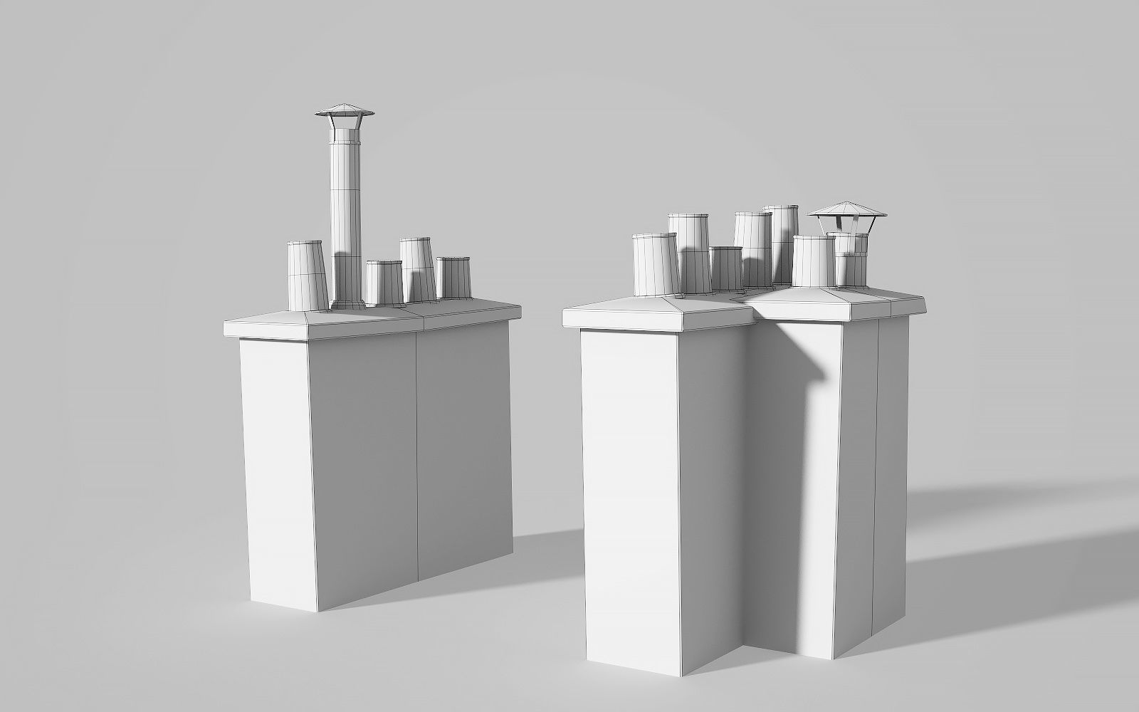 Chimneys and vents  Low-poly 3D model_5