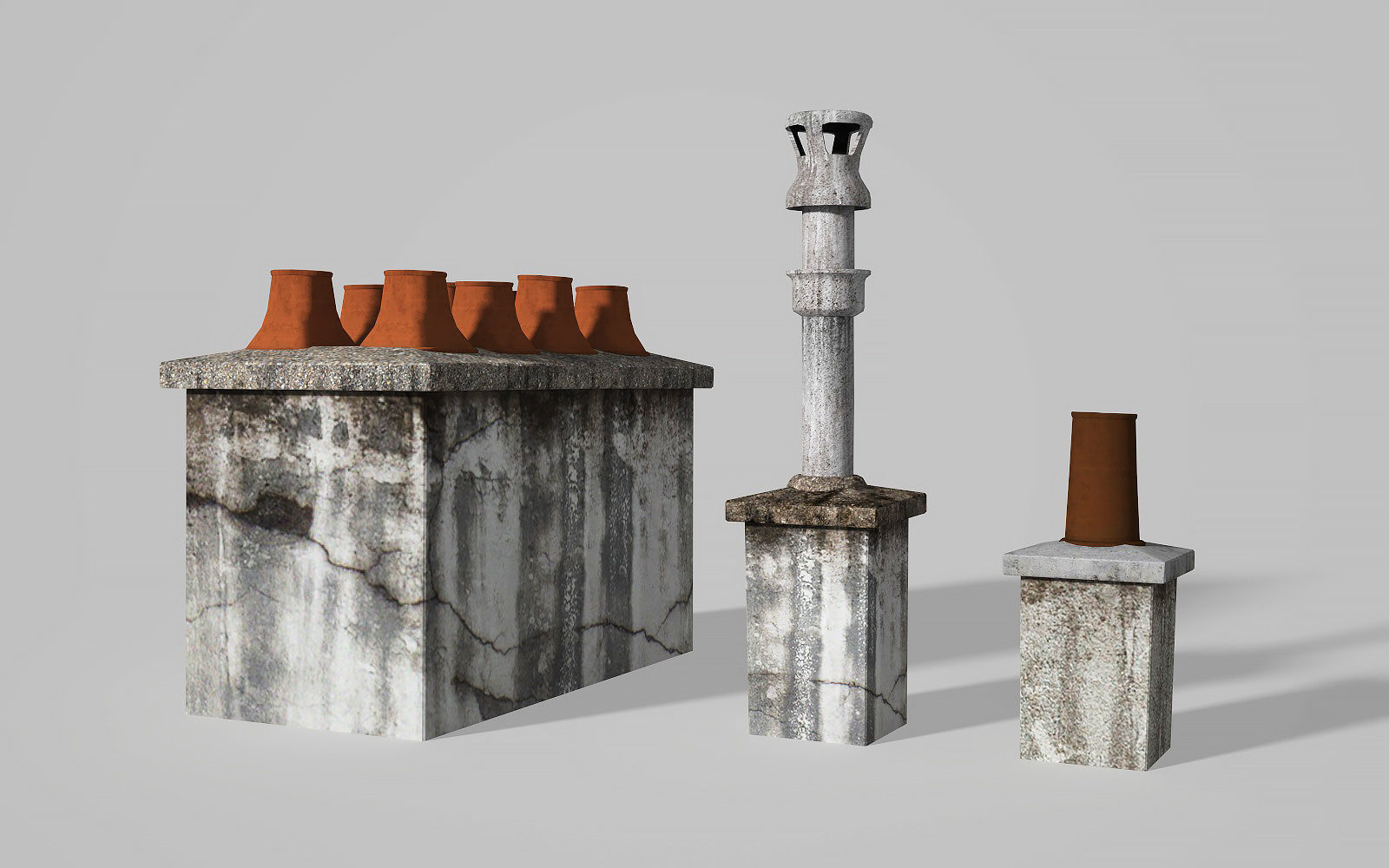 Chimneys and vents  Low-poly 3D model_6