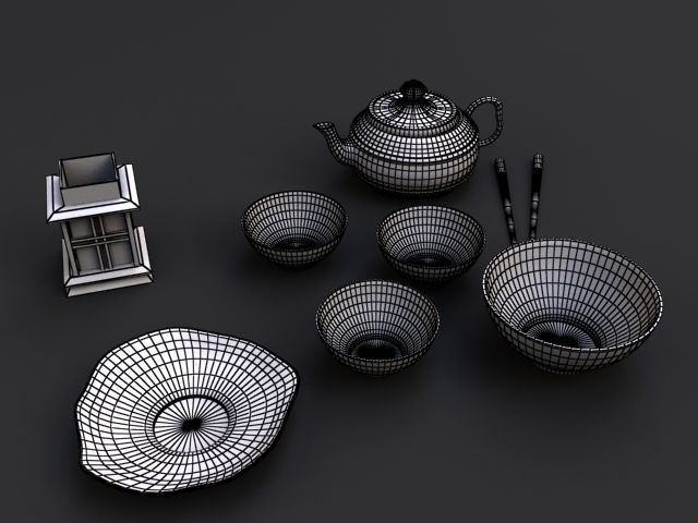 dishes china 3D model_1