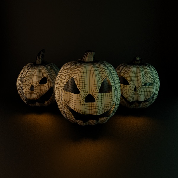 Halloween Pumpkins 3D model_2