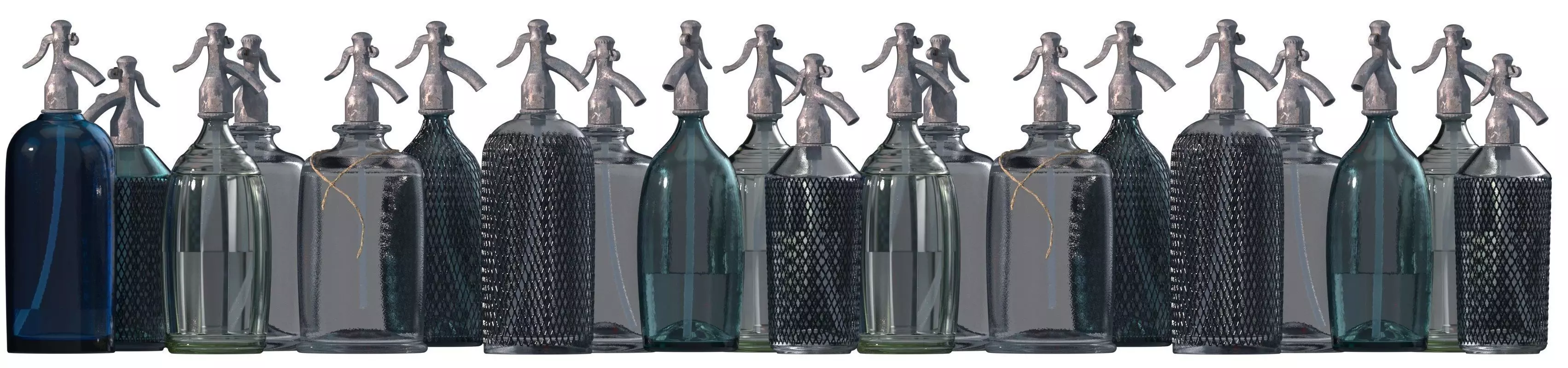Set of vintage Bottles 3D model_0
