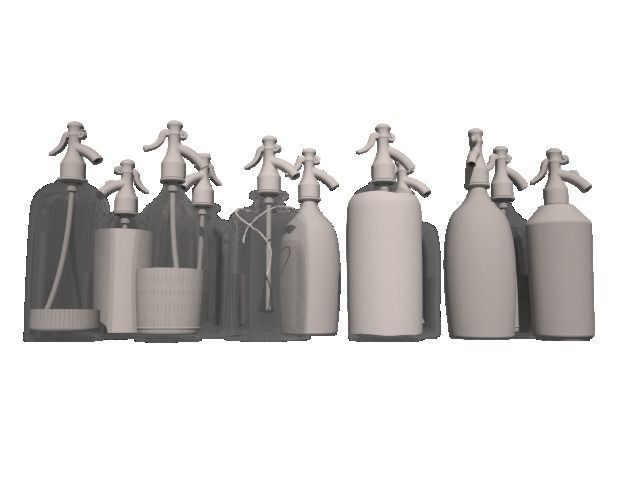 Set of vintage Bottles 3D model_3