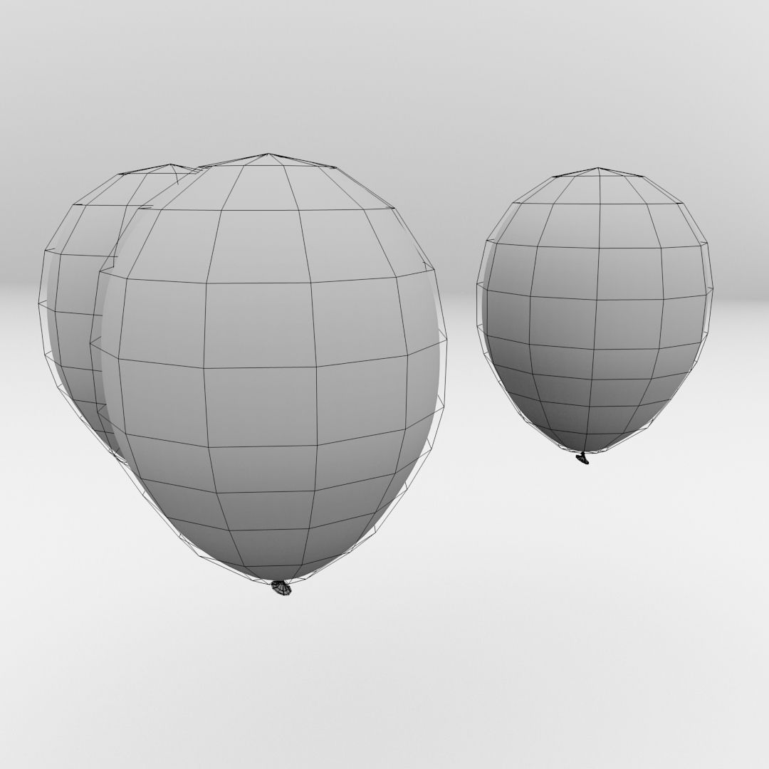 Balloon three balloons 3D model_4