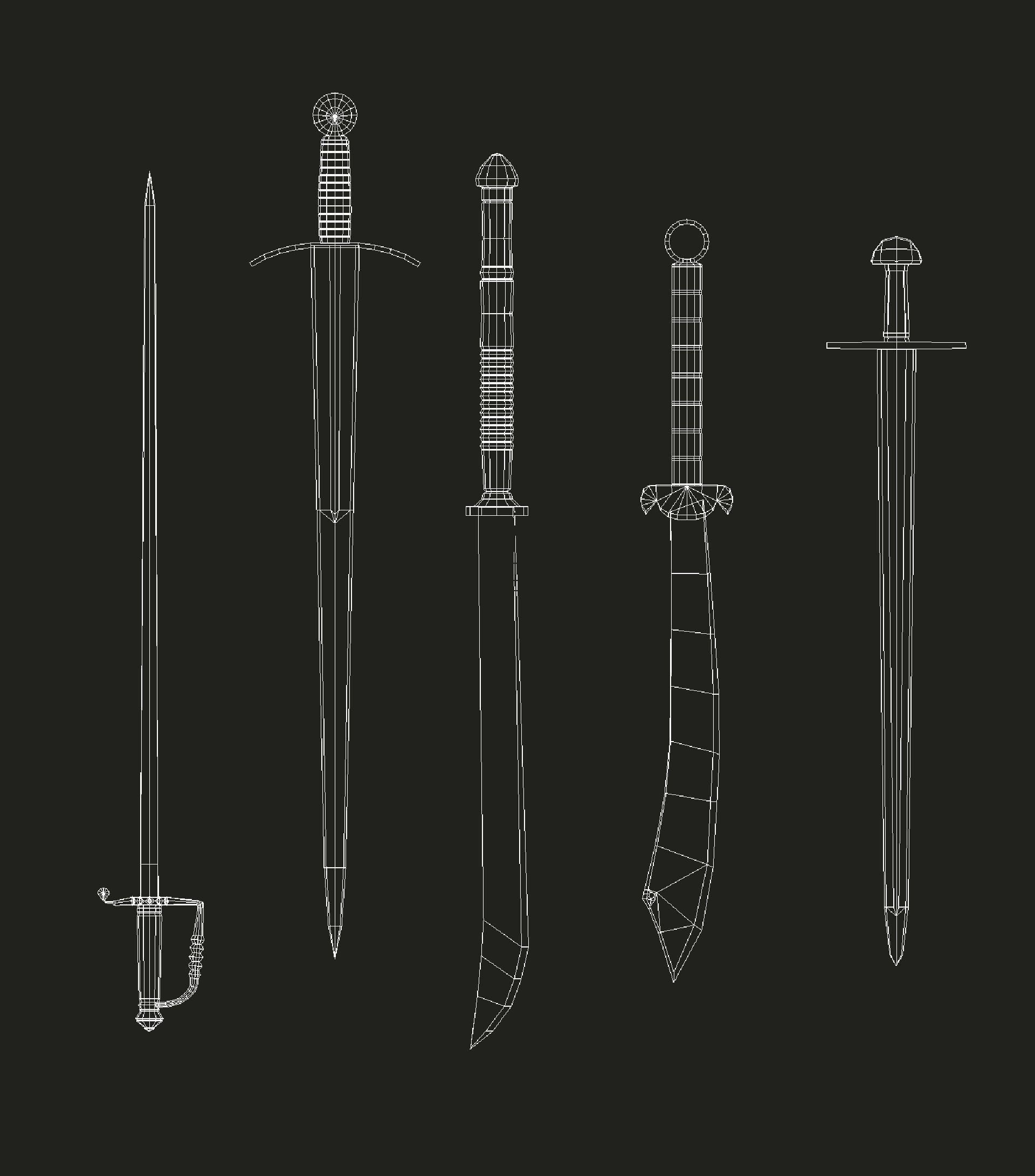 Simple swords package Low-poly 3D model_1