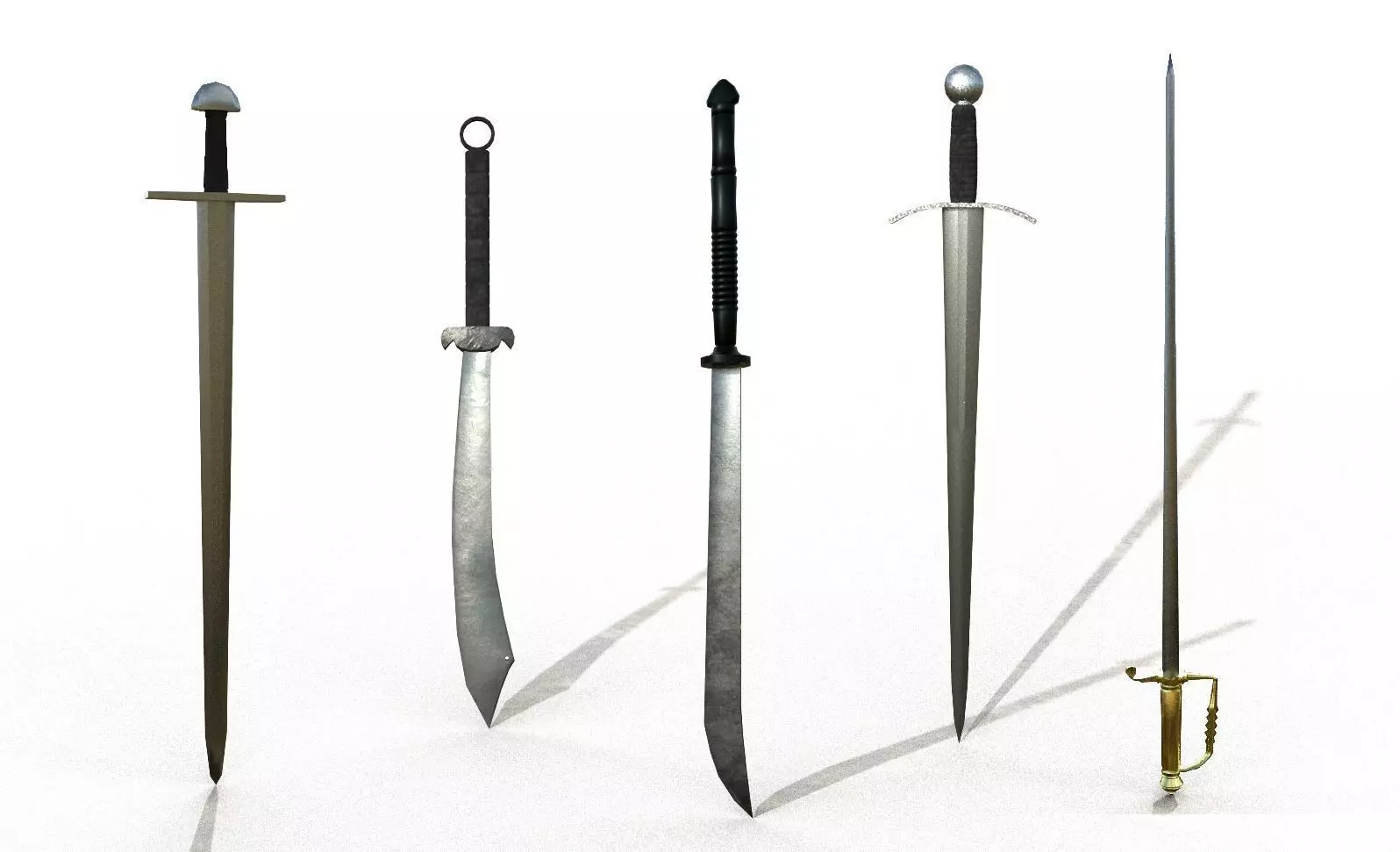 Simple swords package Low-poly 3D model_0
