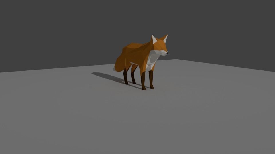 low-poly-fox fox Low-poly 3D model_2