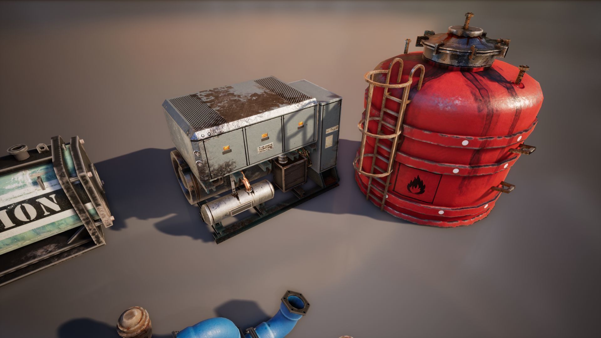 Industrial Props Set Low-poly 3D model_2